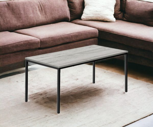 40" Gray And Black Wood And Metal Coffee Table - Image 2