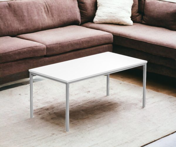 40" White And Silver Metal Coffee Table - Image 2