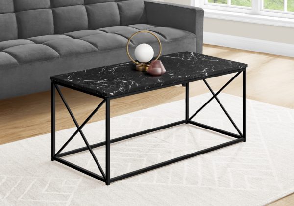 41" Black Wood And Metal Coffee Table - Image 3