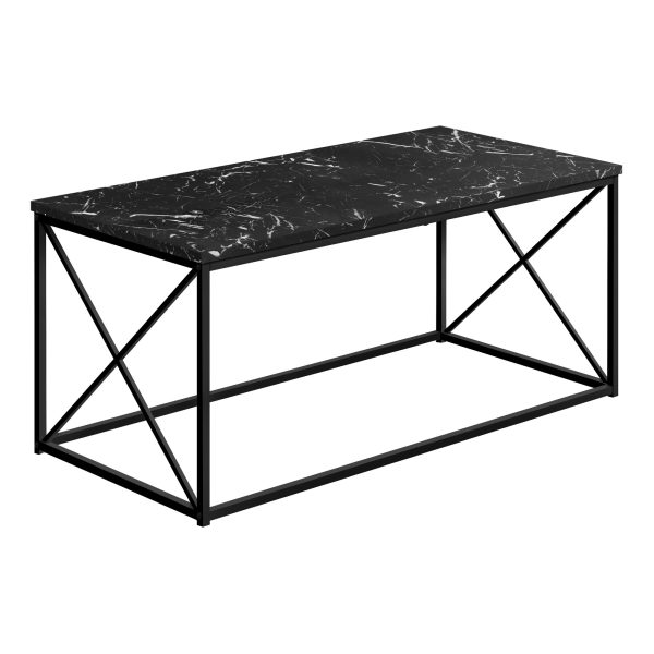 41" Black Wood And Metal Coffee Table - Image 2