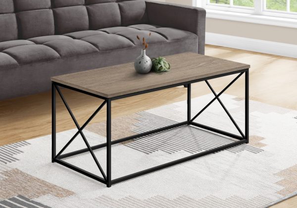 41" Taupe And Black Metal Coffee Table - Image 3