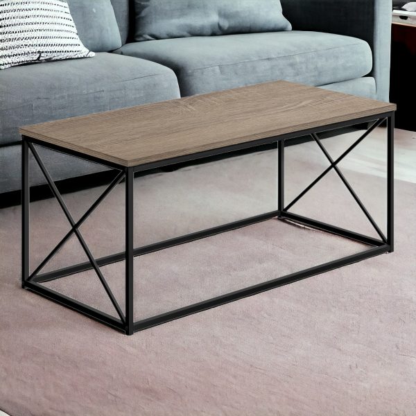 41" Taupe And Black Metal Coffee Table - Image 2