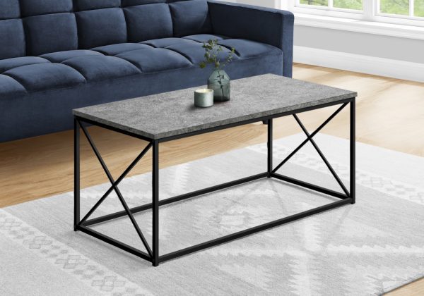 41" Gray And Black Wood And Metal Coffee Table - Image 3