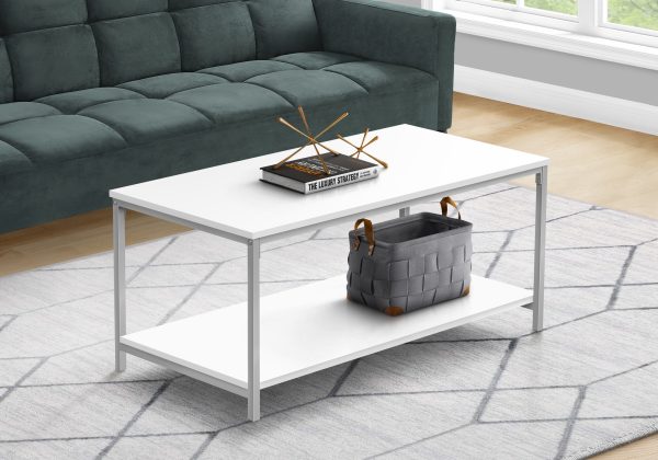 40" White And Silver Metal Coffee Table - Image 3