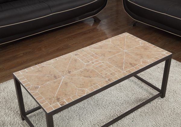 42" Brown Metal Coffee Table - Image 3