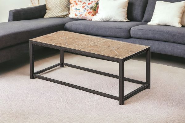 42" Brown Metal Coffee Table - Image 2