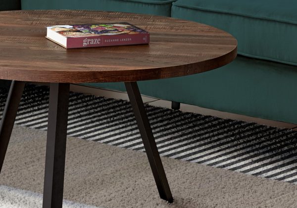 36" Brown And Black Round Coffee Table - Image 3