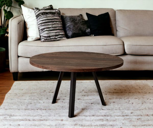 36" Brown And Black Round Coffee Table - Image 2