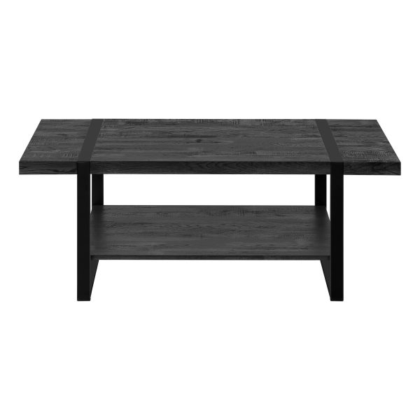 47" Black Coffee Table With Shelf - Image 3