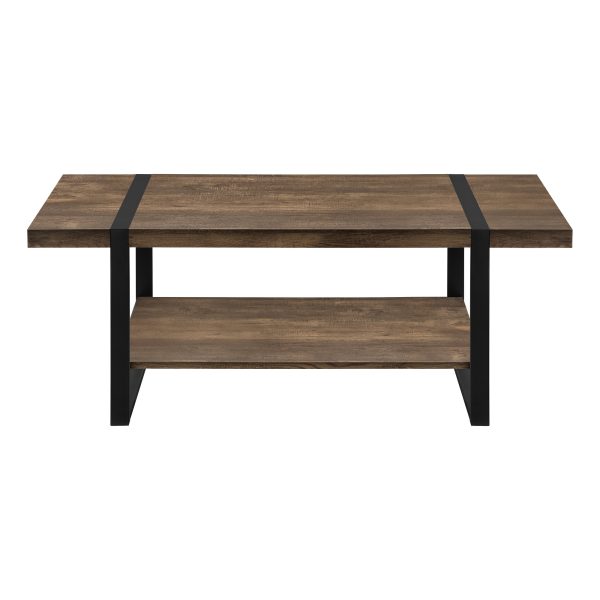 47" Brown And Black Wood Coffee Table With Shelf - Image 3