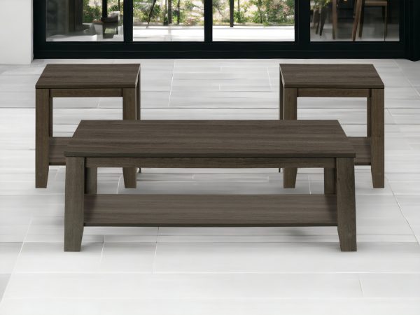 Set of Three 42" Oak Coffee Table With Three Shelves - Image 2