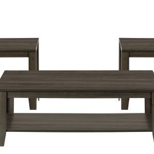 Set of Three 42" Oak Coffee Table With Three Shelves