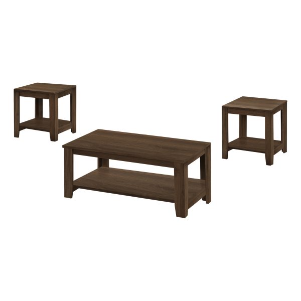 Set of Three 42" Dark Brown Coffee Table With Three Shelves - Image 3