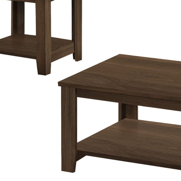 Set of Three 42" Dark Brown Coffee Table With Three Shelves - Image 4