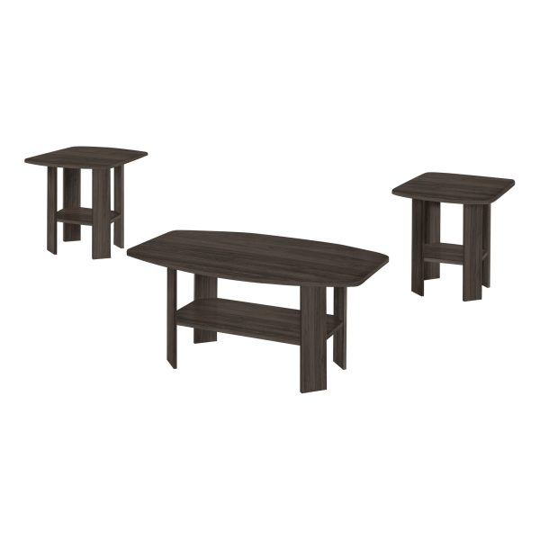 Set of Three 36" Oak Coffee Table With Three Shelves - Image 3