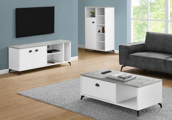 60" White Cabinet Enclosed Storage TV Stand - Image 4
