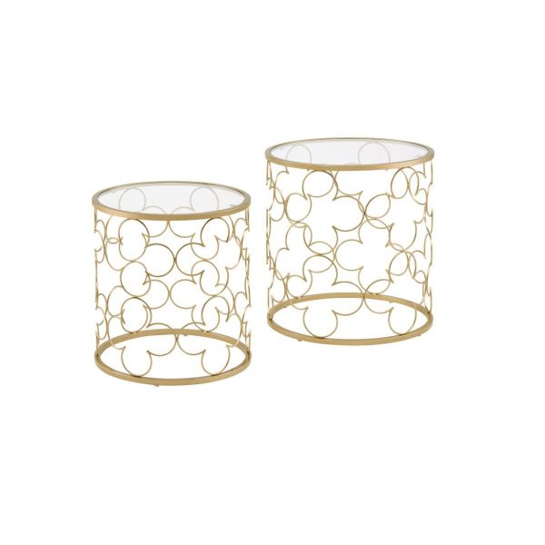 20" Gold And Clear Glass Round Nested Coffee Tables - Image 4