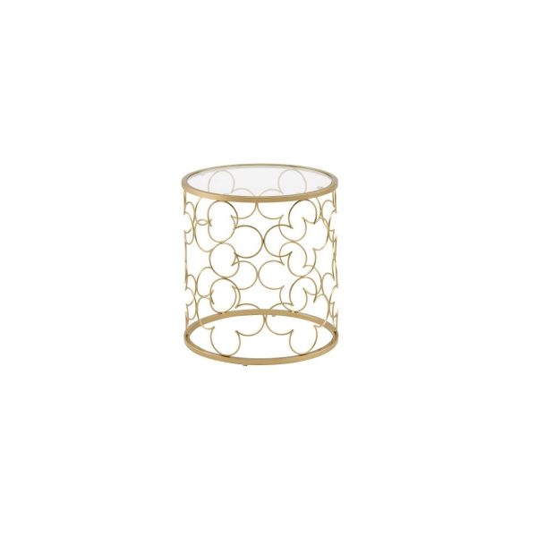 20" Gold And Clear Glass Round Nested Coffee Tables - Image 3