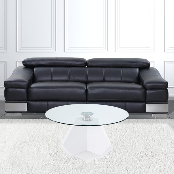 34" Clear And White Glass Round Coffee Table - Image 3