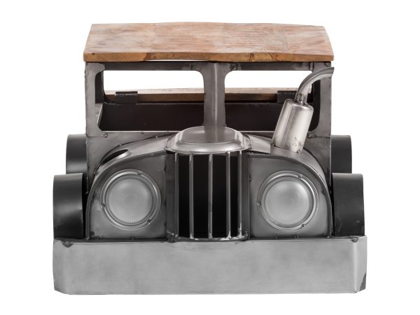 42" Grey And Brown Vintage Style Truck Solid Wood and Metal Coffee Table - Image 2