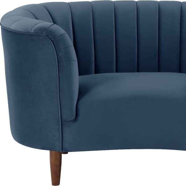 52" Blue Velvet And Black Striped Arm Chair - Image 4