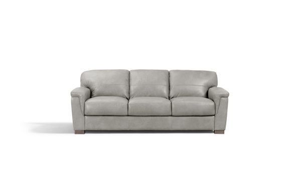 91" Gray Leather Sofa With Black Legs - Image 2