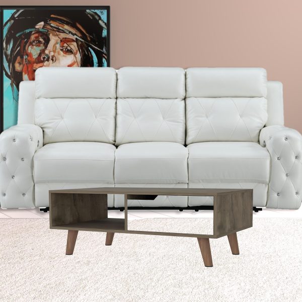 40" Natural And Dark Brown And White Wood Rectangular Coffee Table With Shelf - Image 3
