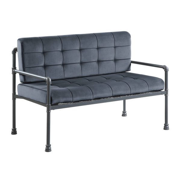 51" Gray Velvet Loveseat - Image 3