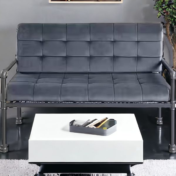 51" Gray Velvet Loveseat - Image 2