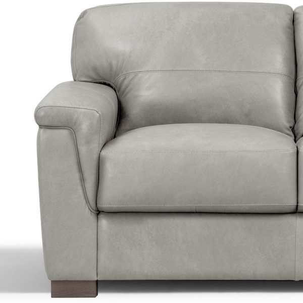 67" Gray And Brown Leather Loveseat - Image 3