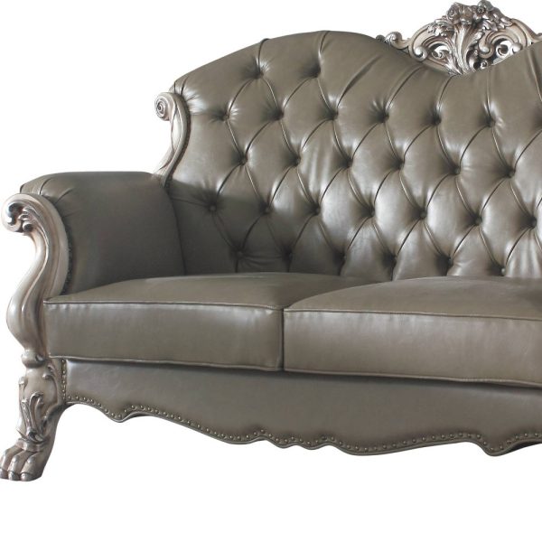71" Bone Faux Leather Loveseat and Toss Pillows - Image 3