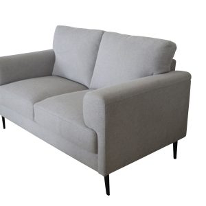 61" Light Gray And Black Linen Loveseat
