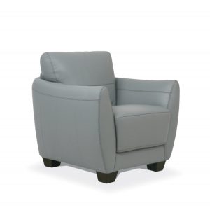 33" Gray and Black Genuine Leather Arm Chair