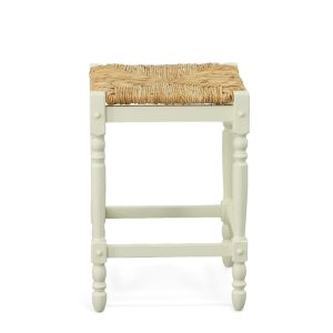 24" Natural And Antiqued White Solid Wood Backless Counter Height Bar Chair