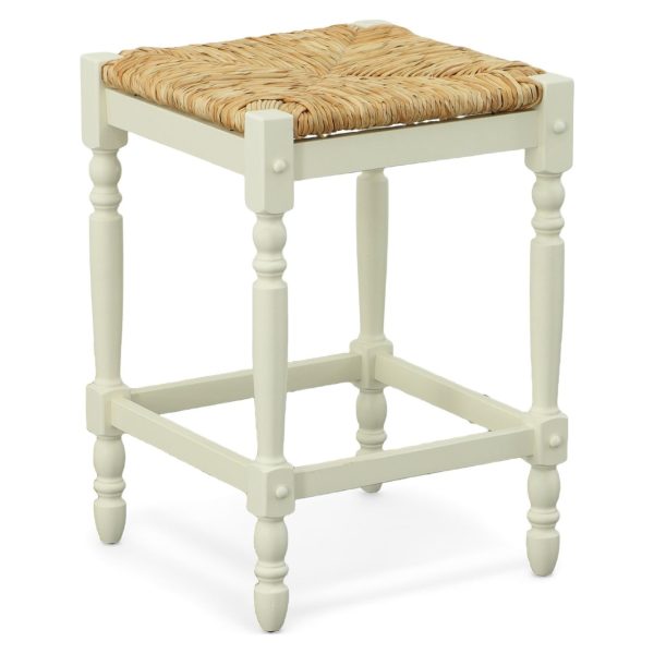 24" Natural And Antiqued White Solid Wood Backless Counter Height Bar Chair - Image 3