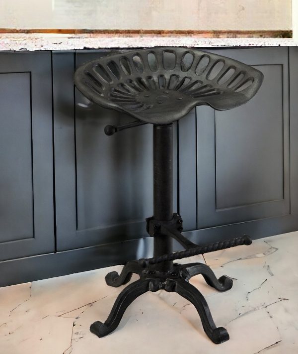 23" Black Iron Backless Adjustable Height Bar Chair - Image 2