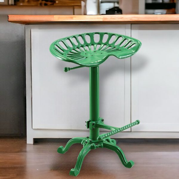 23" Green Iron Backless Adjustable Height Bar Chair - Image 2