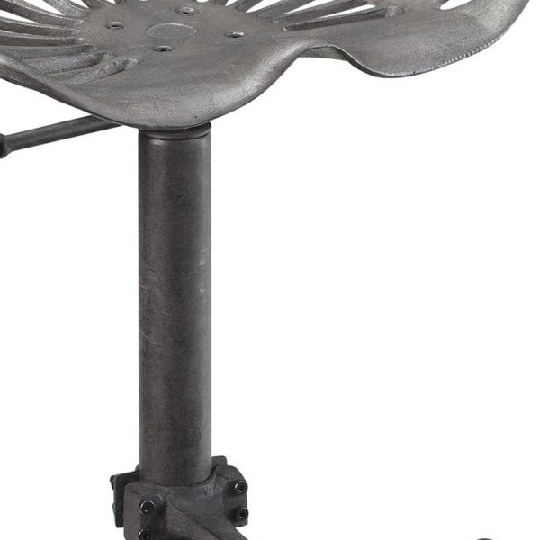 23" Gray Iron Backless Adjustable Height Bar Chair - Image 3