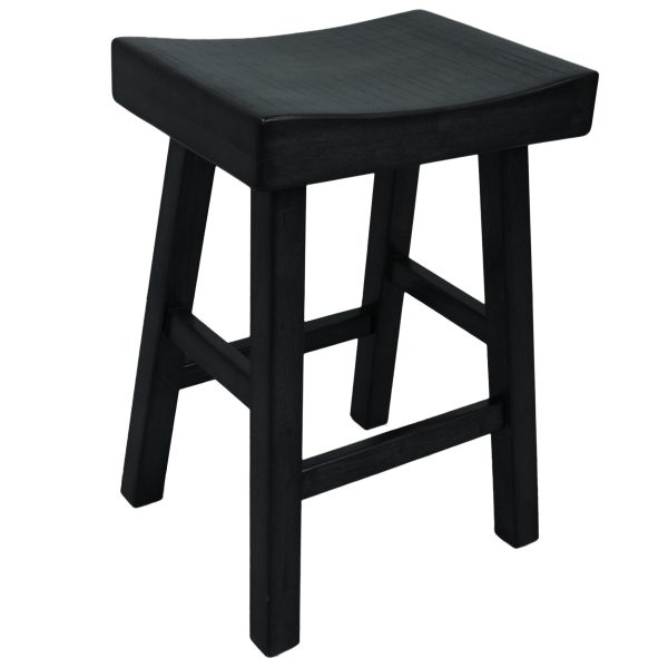 25" Black Solid Wood Backless Counter Height Bar Chair - Image 2