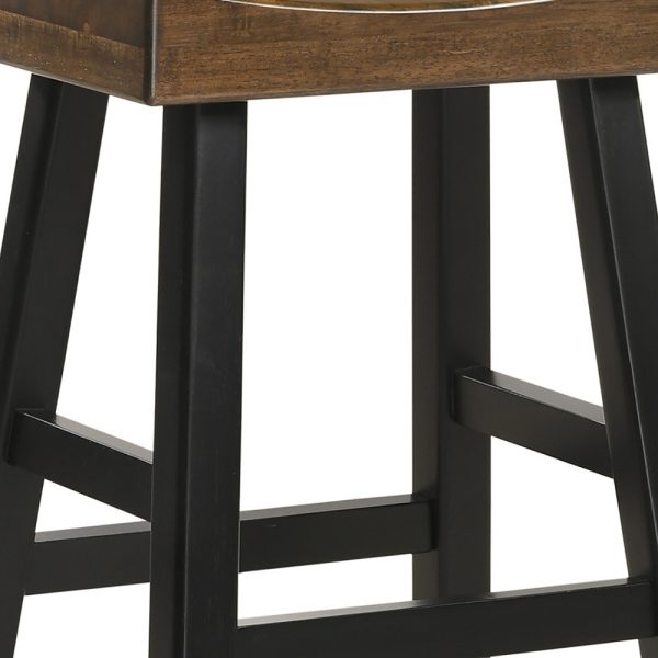 25" Brown And Black Solid Wood Backless Counter Height Bar Chair - Image 3