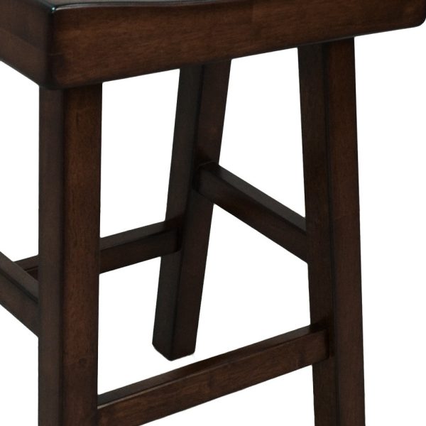 25" Espresso Solid Wood Backless Counter Height Bar Chair - Image 3