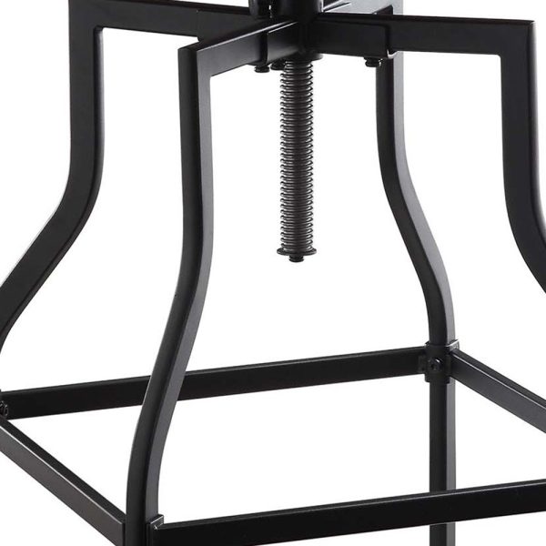 26" Chestnut And Black Steel Swivel Backless Adjustable Height Bar Chair - Image 3