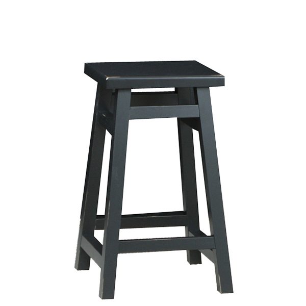 24" Black Solid Wood Backless Counter Height Bar Chair - Image 2