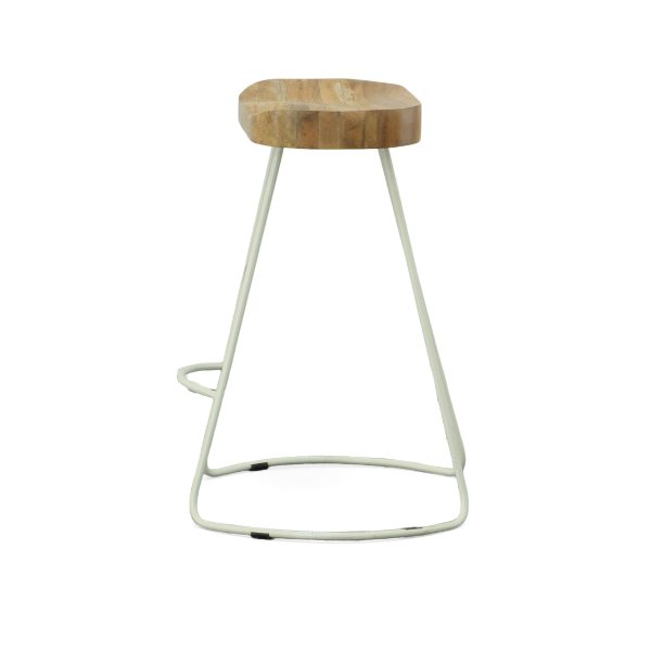 Set of Two 25" Natural And White Steel Backless Counter Height Bar Chairs - Image 2