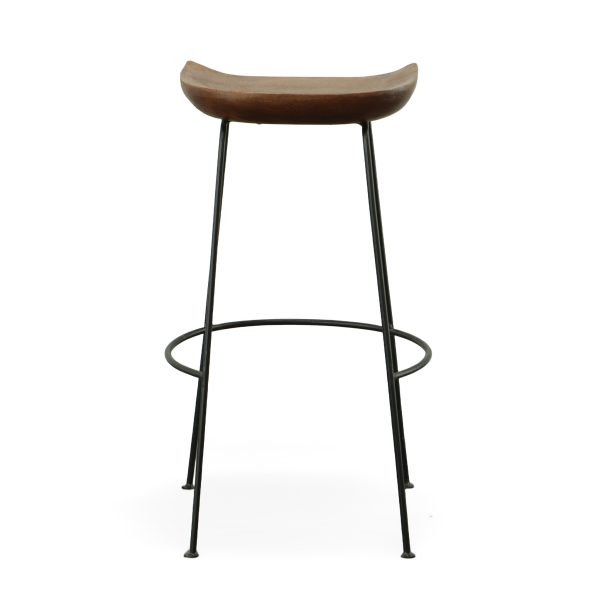 Set of Two 31" Chestnut And Black Steel Backless Bar Height Bar Chairs - Image 3