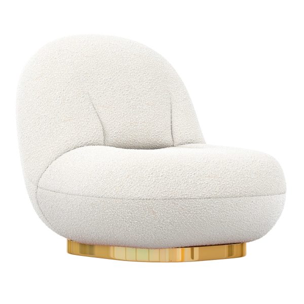 30" White And Gold Boucle Accent Chair - Image 3