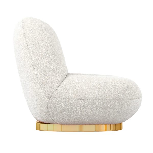 30" White And Gold Boucle Accent Chair - Image 4
