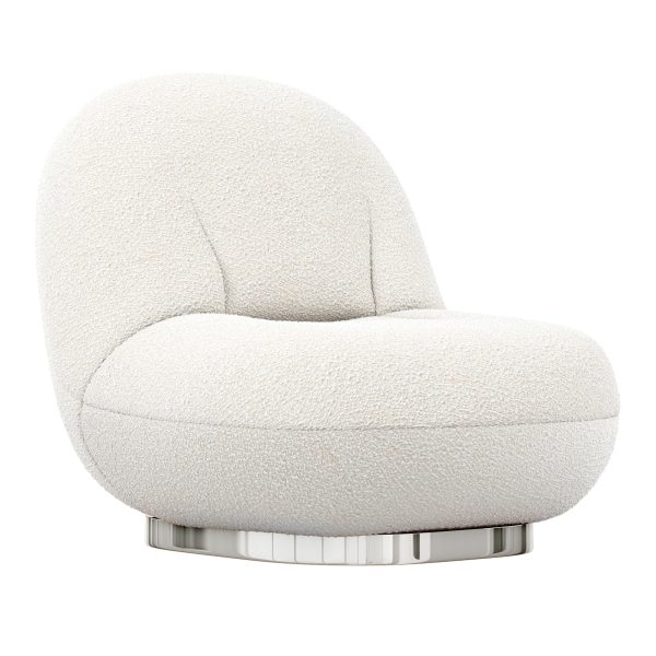 30" White and Silver Boucle Slipper Chair - Image 3