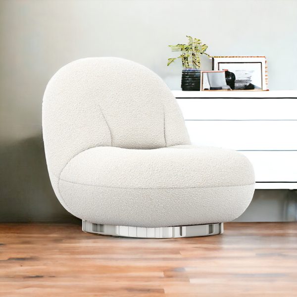 30" White and Silver Boucle Slipper Chair - Image 2