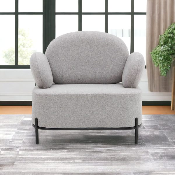 34" Gray And Black Fabric Cushioned Arm Chair - Image 2